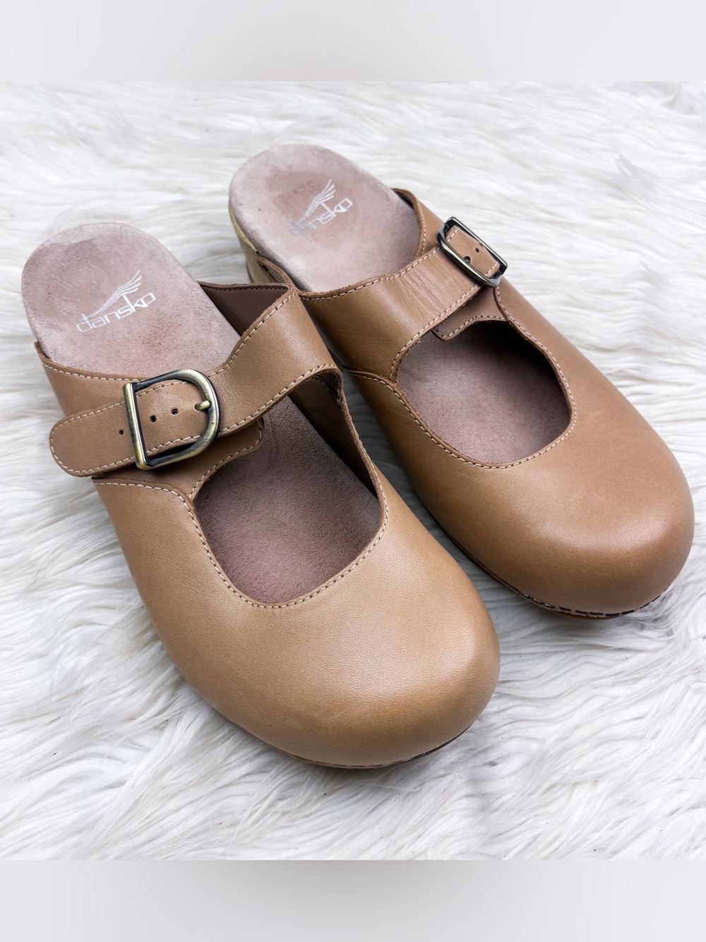 Dansko Martina Mule Mary Jane Slide Clog Beige Leather Orthopedic Arch Support 9 - Picture 3 of 11